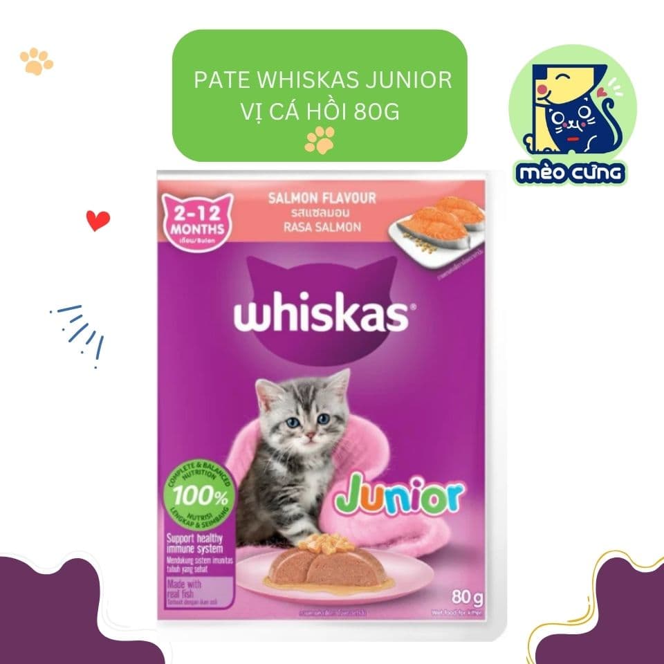 Pate Whiskas Cho Mèo Con Cá Hồi 80g