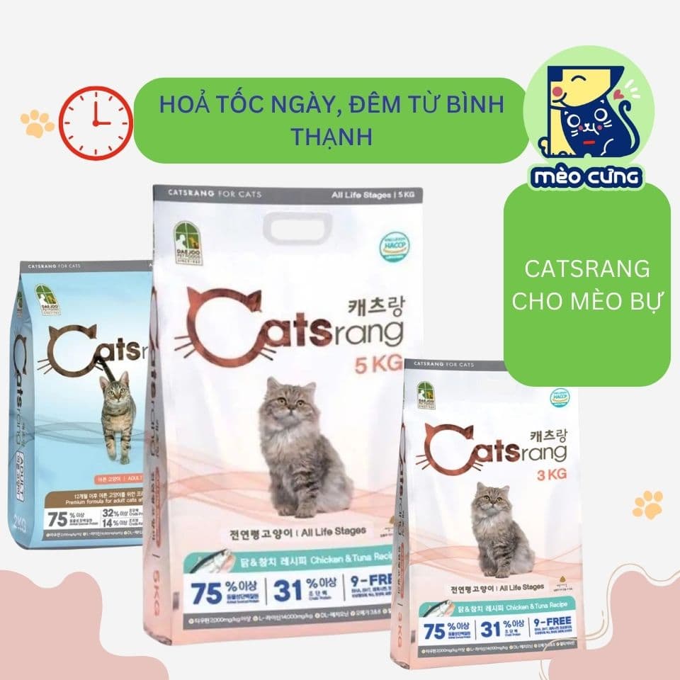 Hạt Catsrang – Thức Ăn Hạt Cho Mèo Nhiều Khối Lượng (2kg - 5kg)