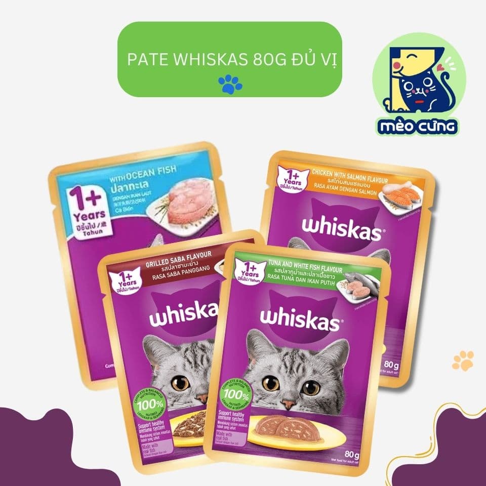 Pate Whiskas 80g cho mèo lớn - thức ăn bổ dưỡng cho mèo !