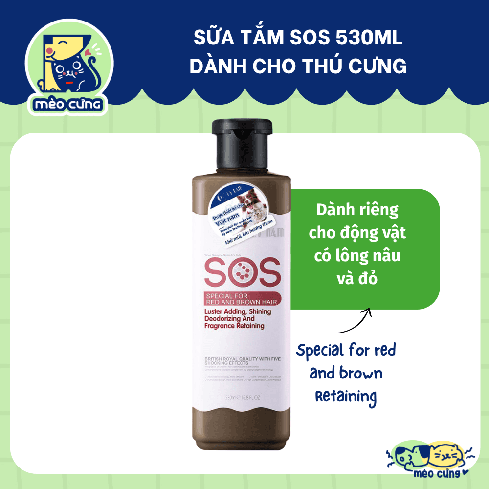 SỮA TẮM SOS DÀNH CHO LÔNG MÀU NÂU ĐỎ – 500ML