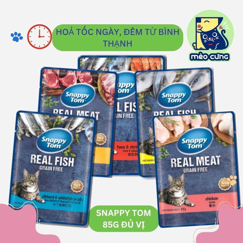 Pate Snappy Tom gói 85g - thức ăn ướt dinh dưỡng cho mèo