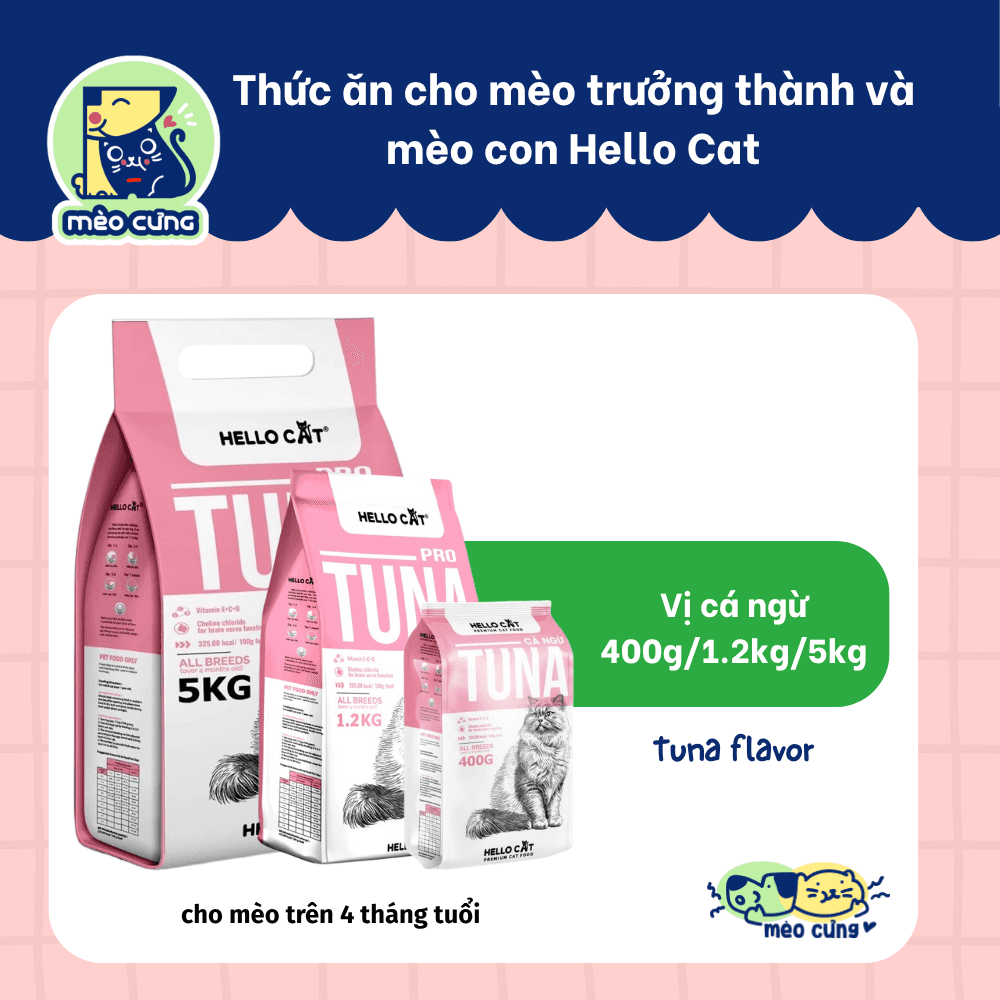 Hạt Hello Cat 1.2kg - thức ăn dinh dưỡng giá tốt cho mèo trưởng thành