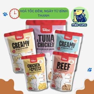 Pate mèo Tellme 130g dạng Xốt đủ mùi vị bổ sung rau củ cho mèo