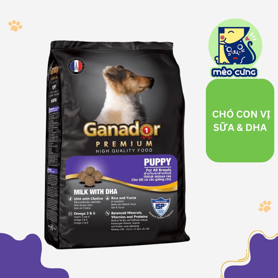 Hạt cho chó con Ganador Puppy Vị Sữa & DHA – Dinh Dưỡng Hoàn Hảo Cho Bé Chó Con